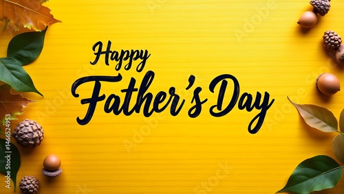 Autumn leaves background design with vintage paper note for a happy father;s day message photo