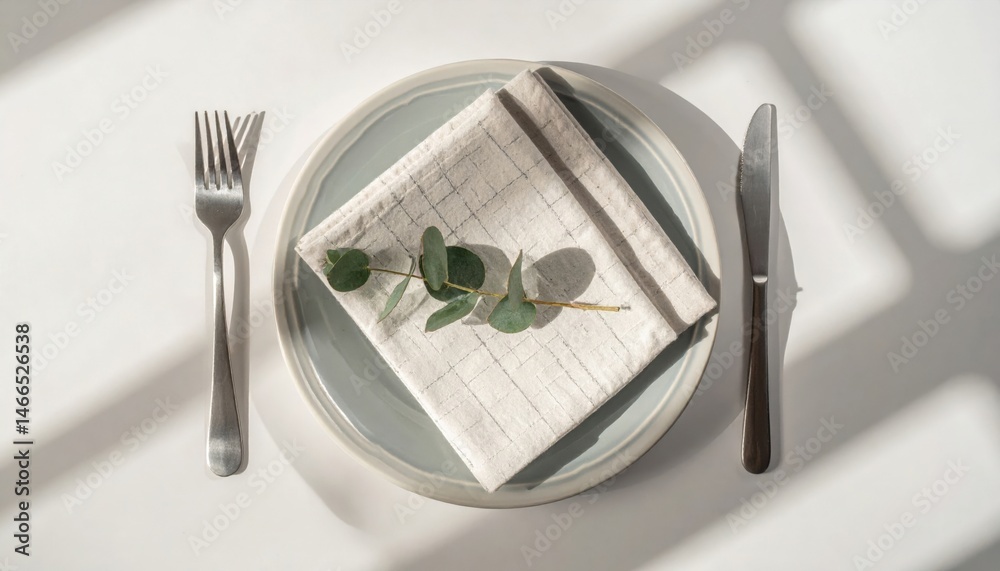 Elegant dining setup modern home table setting minimalist environment overhead view sophisticated concept Elegant dining setup modern home table setting minimalist environment overhead view sophisticated concept