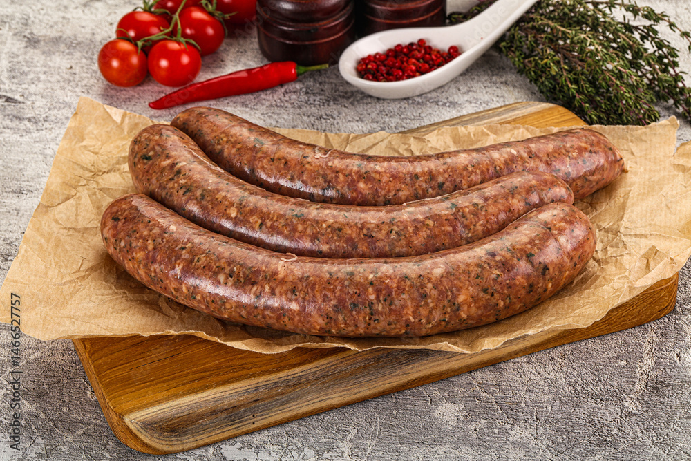 Raw beef and lamb sausages