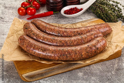 Obraz na płótnie Raw beef and lamb sausages w salonie