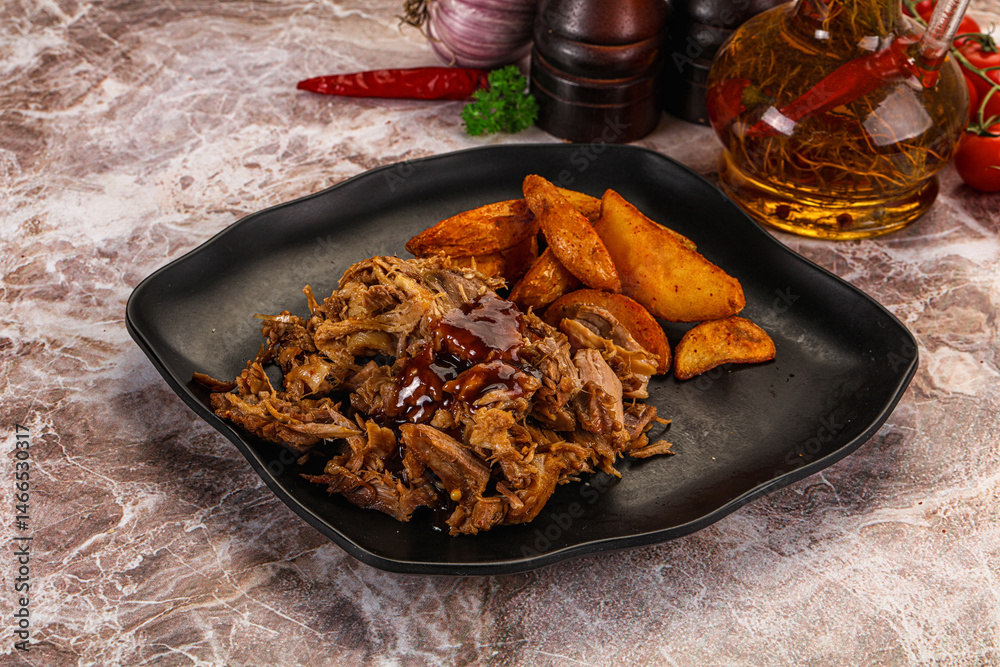 Baked shredded pork with potato