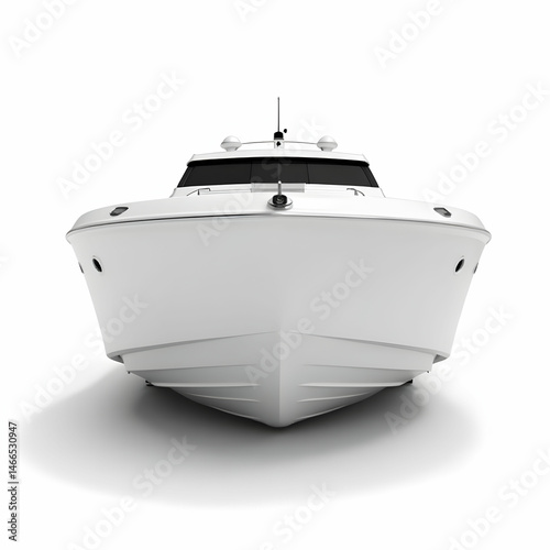 The image of white luxury motor boat luxury motor boat front view isolated on white