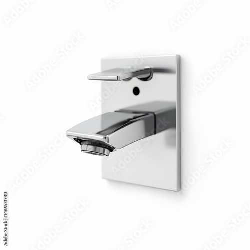The water tap faucet for the bathroom mixer isolated on a white background Chromeplated metal
