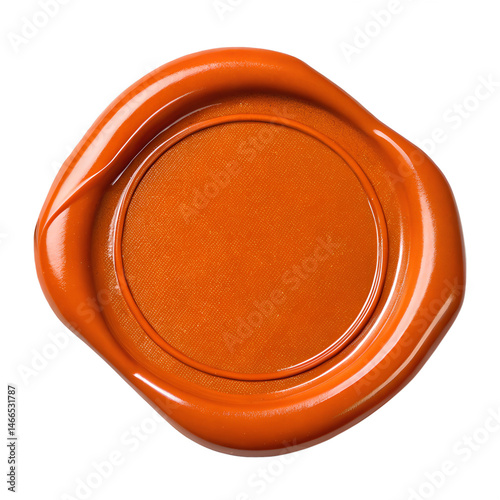 Orange blank wax seal isolated on transparent background
