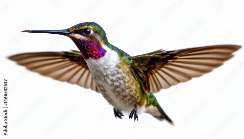 Fototapeta premium Hummingbird feeding on nectar tropical garden wildlife photography colorful environment close-up view nature beauty