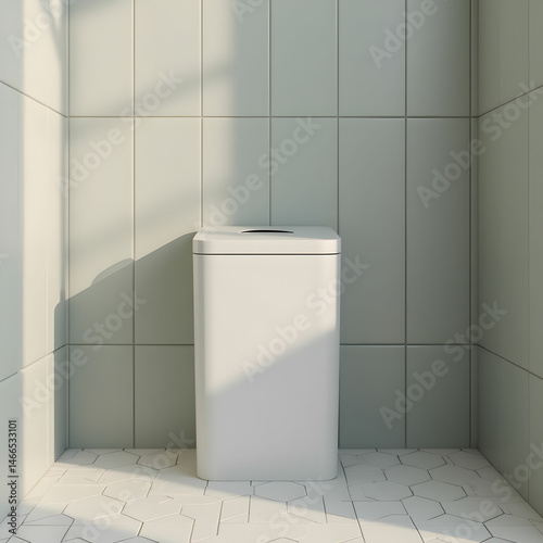 Trash bin in a bathroom cleaning concept