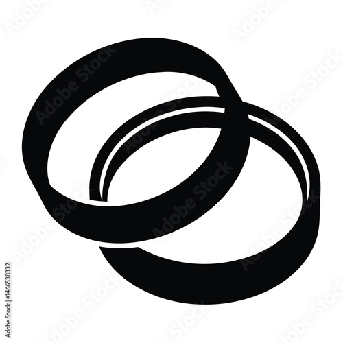rings vector silhouette icon, black and white illustration of footwear.