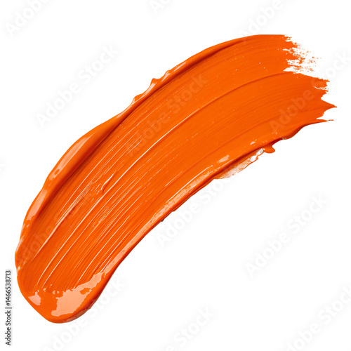 Orange paint stroke on transparent background