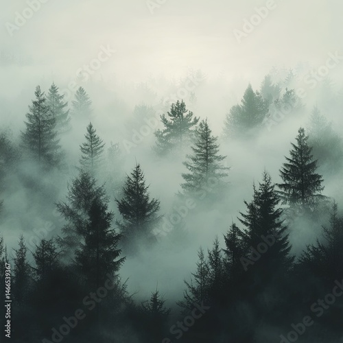 Haze in fir forest