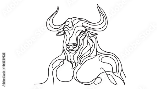 Continuous one single minimal line drawing Minotaur