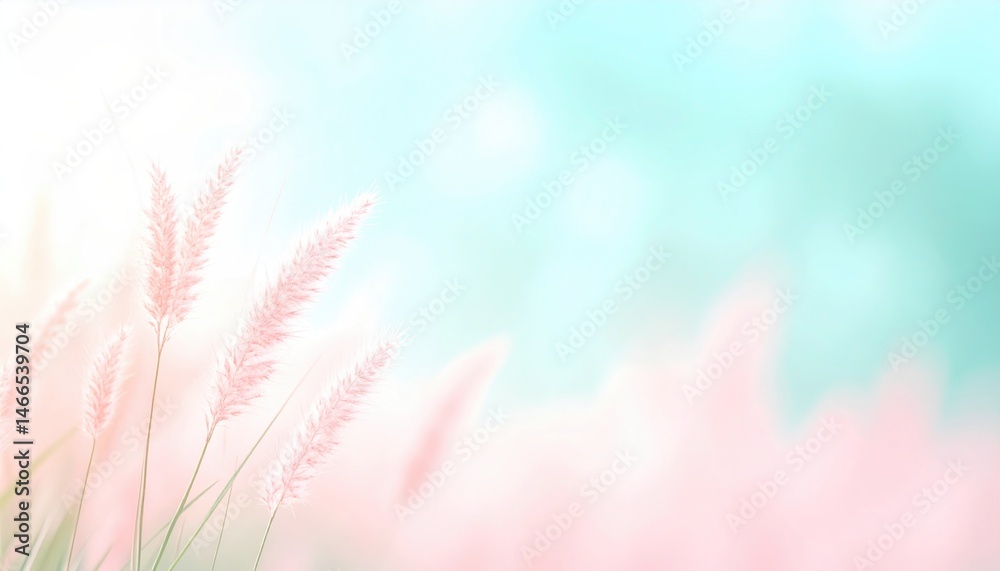 Fototapeta premium Gentle breeze moves delicate grass tranquil meadow nature photography soft colors serene atmosphere concept of peace