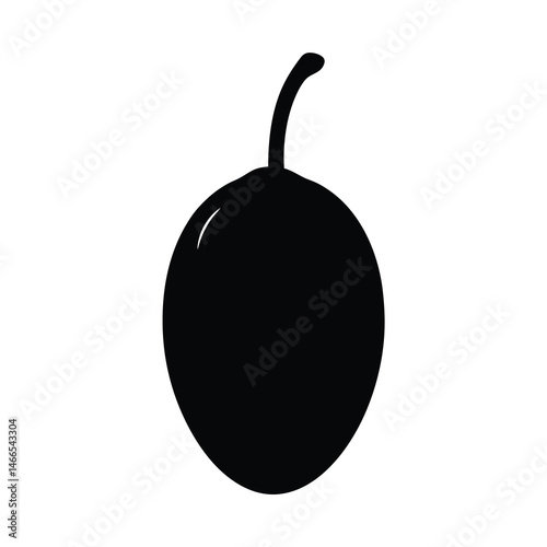 sapodilla vector silhouette icon, black and white illustration of fruits.