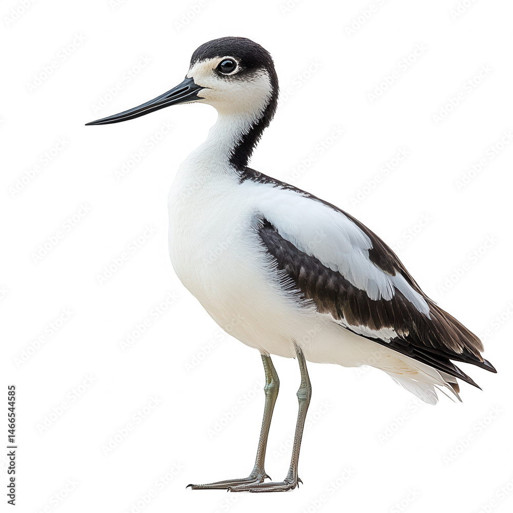 Photograph of pied avocet bird standing isolated on black background image on transparent background Photograph of pied avocet bird standing isolated on black background image on transparent background