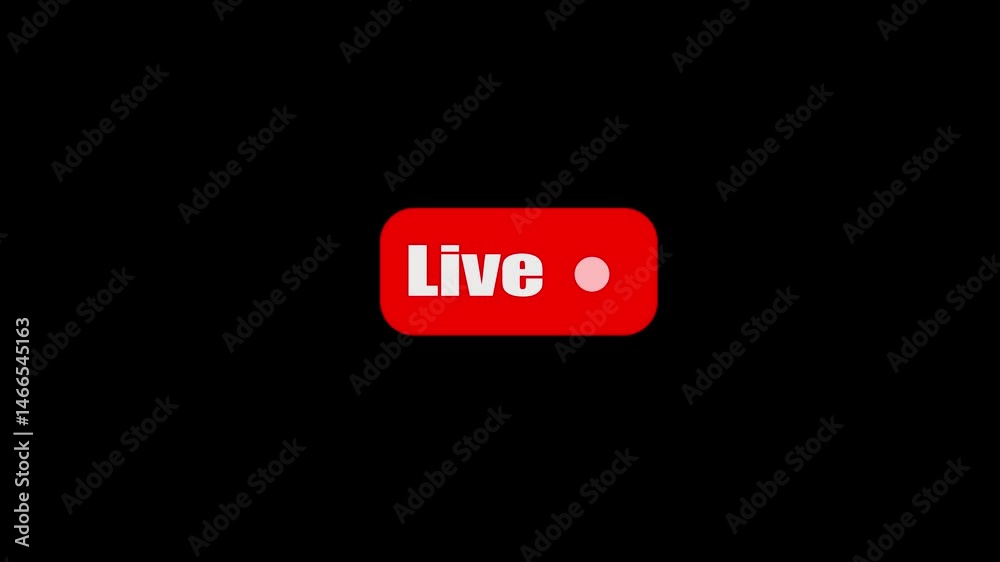 Red live stream button, Live streaming broadcasting icon on screen. Sign animation with live text blinking live button symbol for broadcasting. Video recording sign on a black background Red live stream button, Live streaming broadcasting icon on screen. Sign animation with live text blinking live button symbol for broadcasting. Video recording sign on a black background