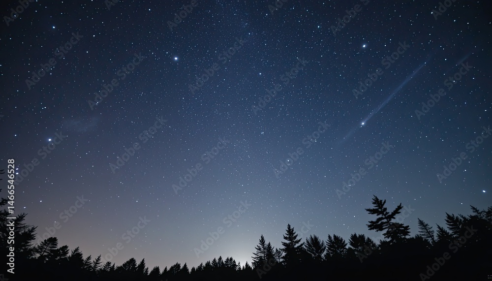 Obraz premium Starry Night over Silhouetted Forest