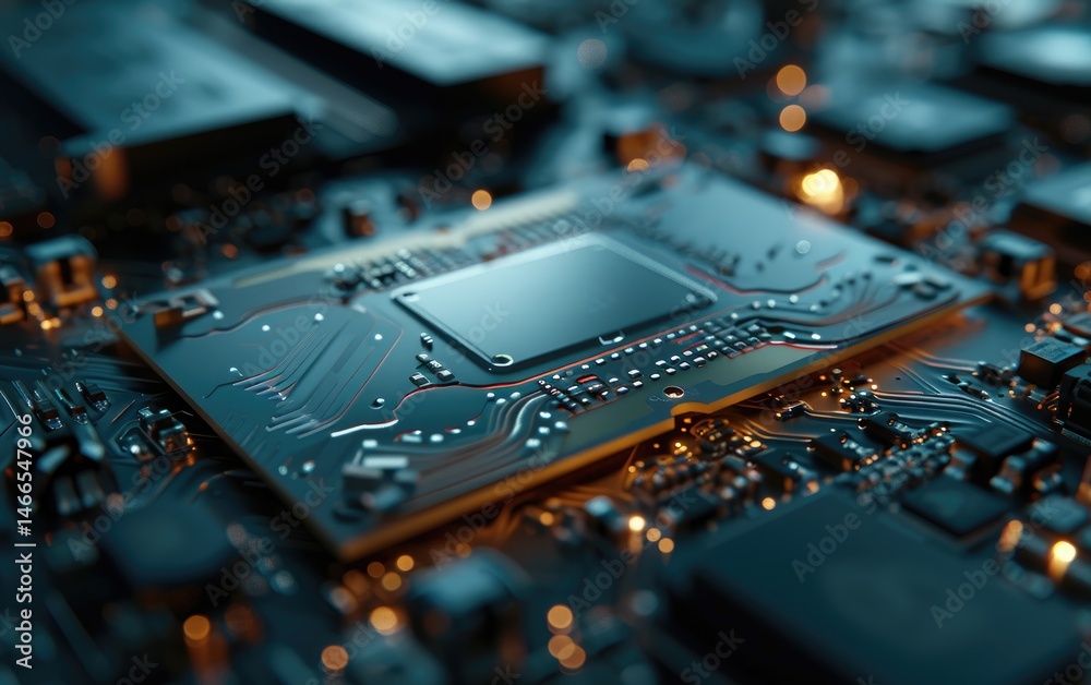 Closeup View Of A Modern Computer Motherboard Circuit