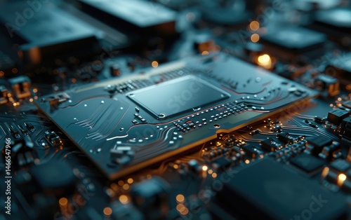 Obraz na płótnie Closeup View Of A Modern Computer Motherboard Circuit w salonie