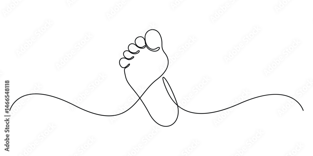 Footprint and bare foot continuous one line drawing. Elegance female feet in simple linear style. Concept of Wellness massage and Care about soft skin. Vector illustration Footprint and bare foot continuous one line drawing. Elegance female feet in simple linear style. Concept of Wellness massage and Care about soft skin. Vector illustration