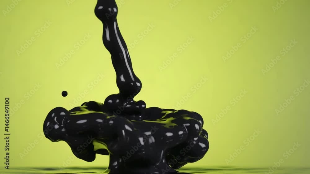 Black liquid forms patterns in green background