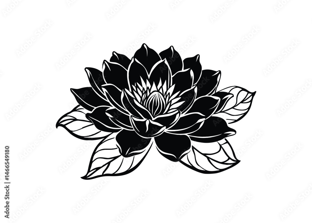 Fototapeta premium Silhouette of flower isolated on a white background