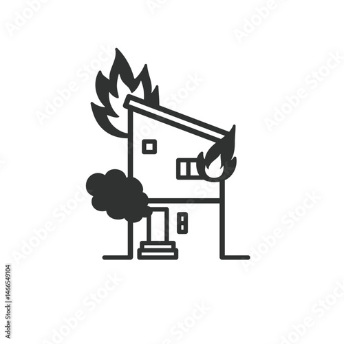 住宅　火事のイラスト