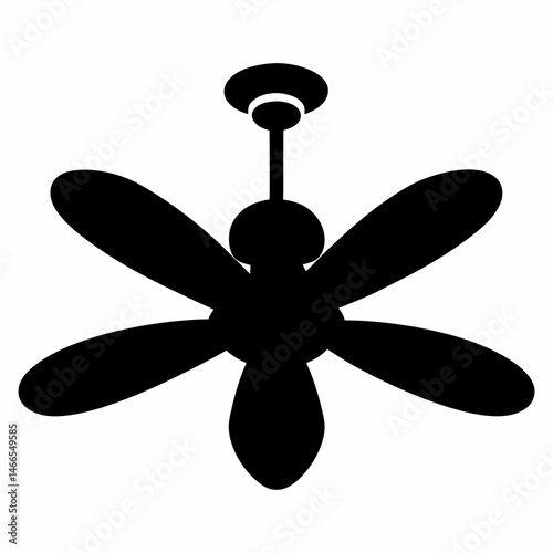 Ceiling Fan Silhouette Isolated on White