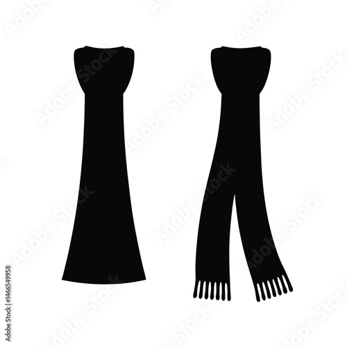 scarves infinity shawl pashmina vector silhouette icon, black and white illustration of footwear.
