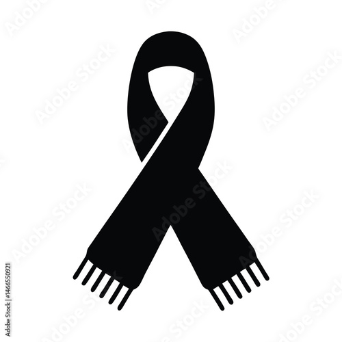 scarves infinity shawl pashmina vector silhouette icon, black and white illustration of footwear.