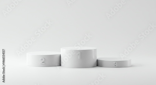 White podium with numbers one two and three