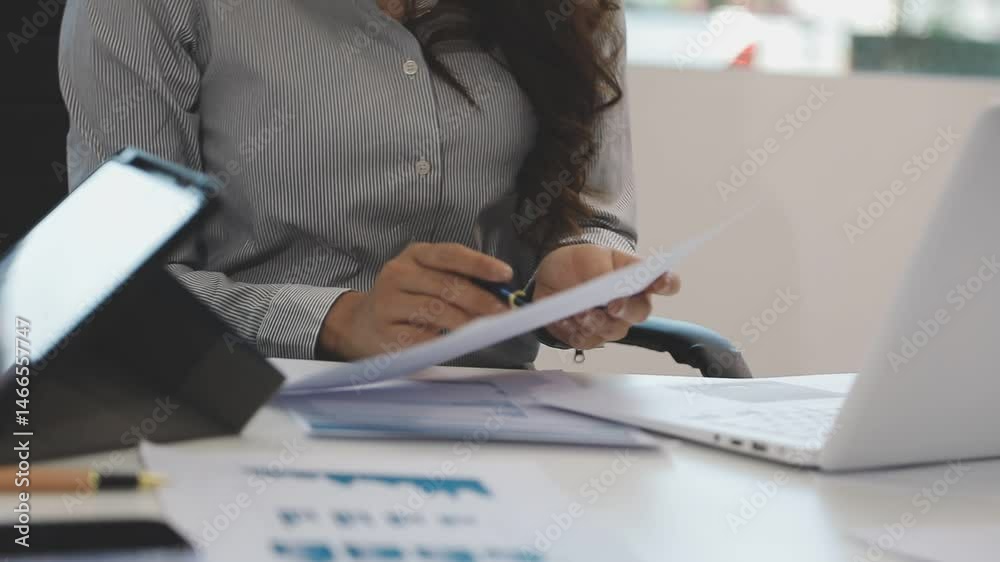 Accounting company provide finance and taxation planning for profitable cash flow, Auditor and accountant team working in office, analyze financial data and accounting record with calculator.Insight