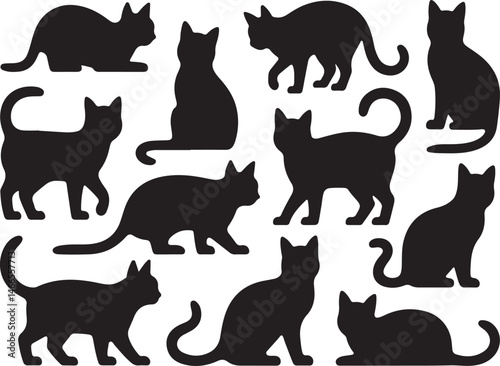 Mystic Black Cat Moon Scene

Curious Kitten Silhouette Vector

Fluffy Cat Sitting Pose Art

Cat Playing with Butterfly Design

Stylized Cat Face Line Ar