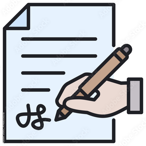 Signing Lineal Color Icon