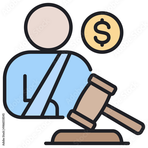 Tort Law Lineal Color Icon