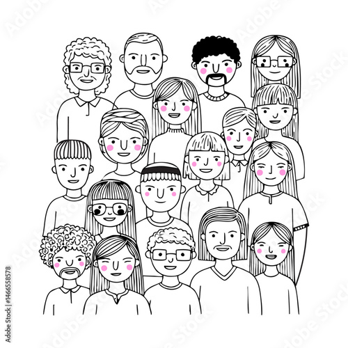 Diverse Human Race and Ethnicity Vector – Hand Drawn People of Different Cultures Illustration