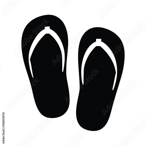slippers vector silhouette icon, black and white illustration of footwear.