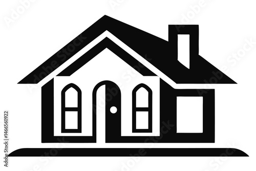 A simple black dwelling with arched windows and a chimney defines home design