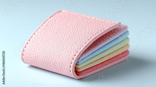 Elegant Folded Wallet Displayed on Clean White Background with Smooth Texture and Soft Color Palette