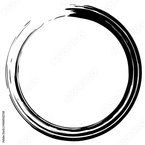 Taichi circle design traditional ink stroke style round frame decoration background decoration vector element