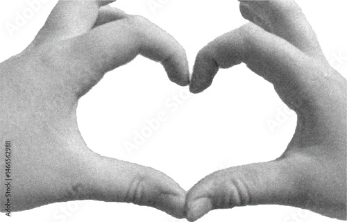 Halftone hand love gesture retro graphic design