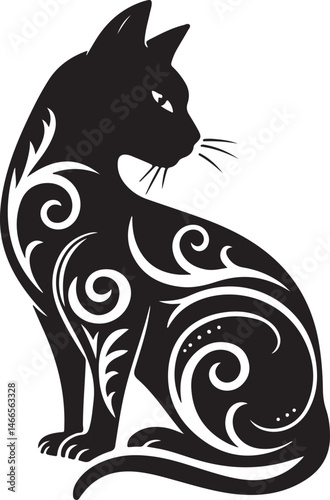 Mystic Black Cat Moon Scene

Curious Kitten Silhouette Vector

Fluffy Cat Sitting Pose Art

Cat Playing with Butterfly Design

Stylized Cat Face Line Ar