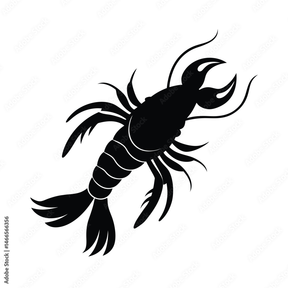 Fototapeta premium Snapping Prawn Dynamic Vector Silhouette