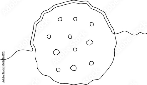 one line art Cookie vector illustration. line art, one continuous line, simple, hand drawn and sketch style. for icons, symbols, signs or logos. PNG