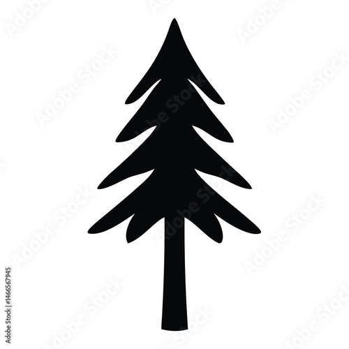 spruce tree vector silhouette icon, black and white illustration of trees.
