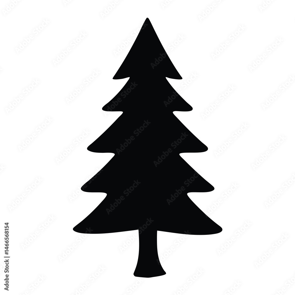 spruce tree vector silhouette icon, black and white illustration of trees. spruce tree vector silhouette icon, black and white illustration of trees.