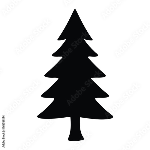 spruce tree vector silhouette icon, black and white illustration of trees.