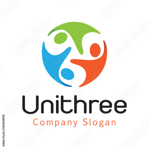three people team logo colorful human silhouette characters vector design symbol