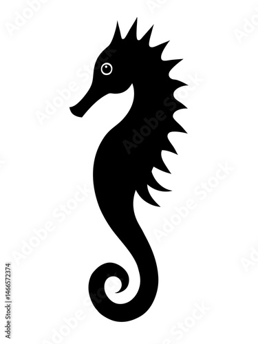 "Minimalist Seahorse Silhouette – Black & White Geometric Underwater Art"