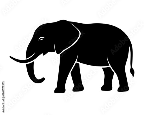 "Minimalist Elephant Silhouette – Black & White Line Art in Simple Graphic Design"