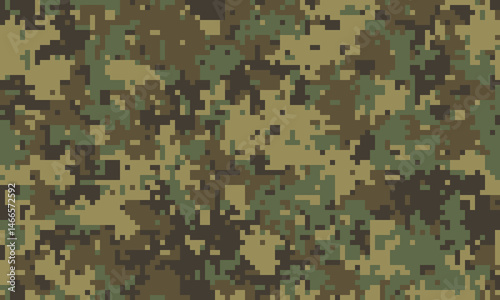 Abstract digital camouflage pattern.  Earthy tones create a seamless texture perfect for backgrounds, militarythemed designs, or fashion projects.