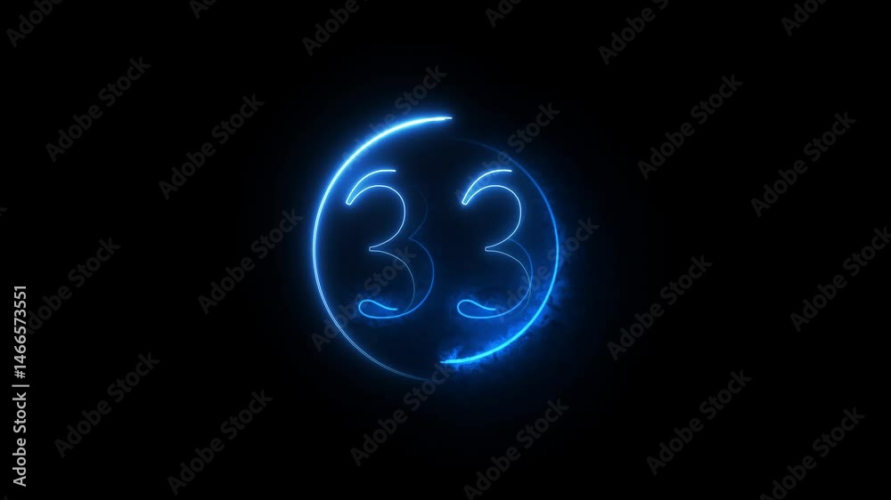Neon number text 33 countdown icon. Neon number text 33 countdown icon.